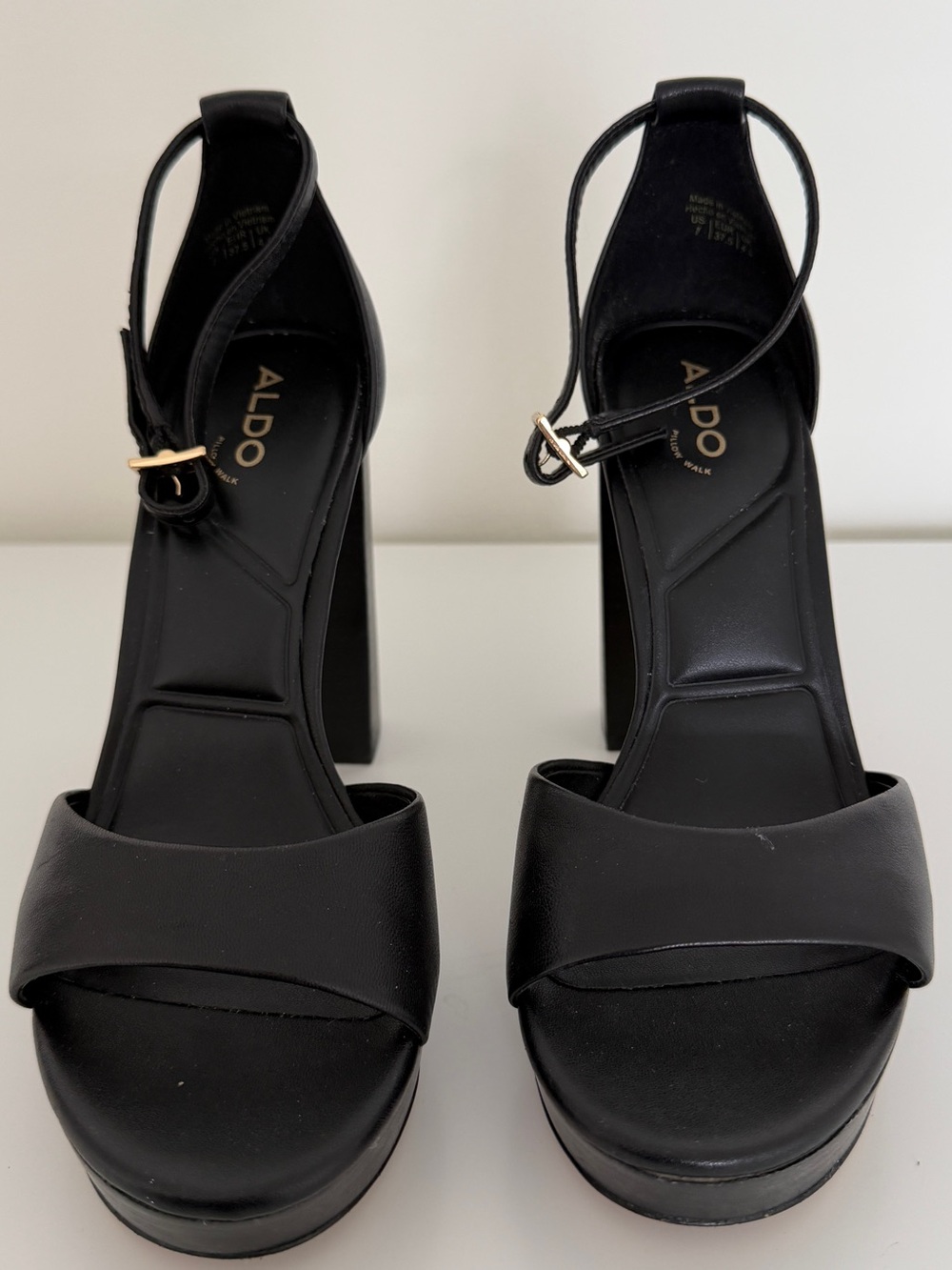 ALDO Black Platform Block Heel Sandals with Ankle Strap